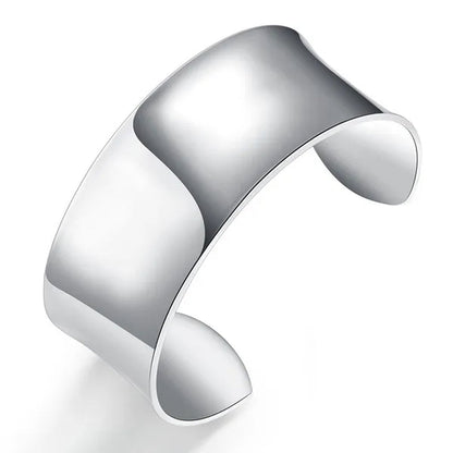 FASHION 925 Sterling Silver Minimalist Cuff Bangle