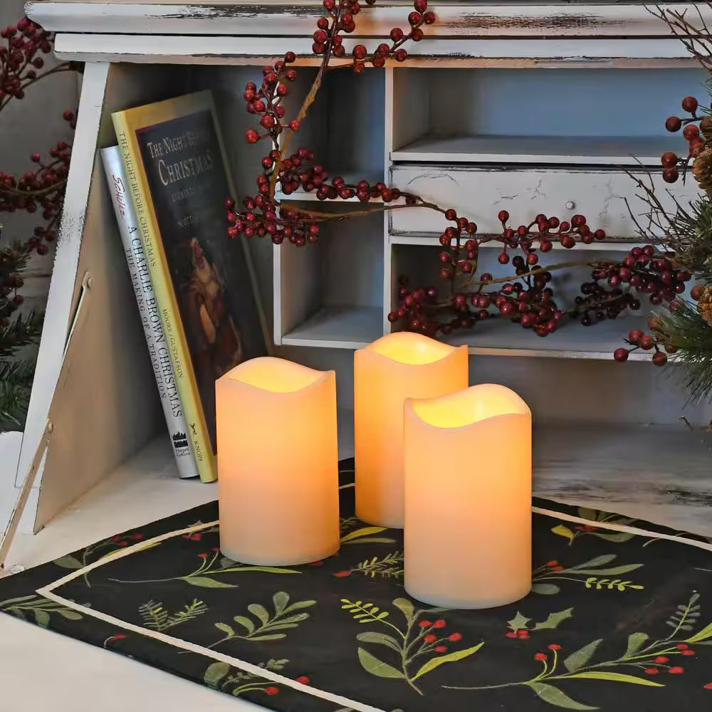 Battery Operated LED Pillar Candles - Cream (Set of 6)