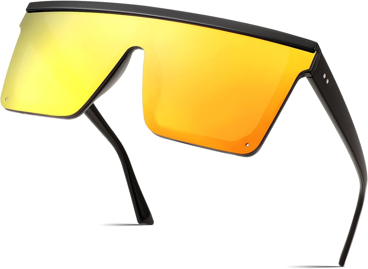Oversized Sunglasses Mens Womens Flat Top Square Trendy Visor Shades UV400 B2470
