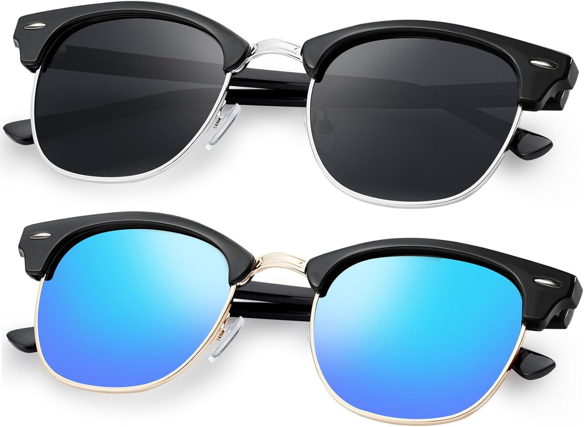 Sunglasses Men and Womens, Polarized Sunglasses for men with UV Blocking Semi-Rimless Frame for Driving & Hiking