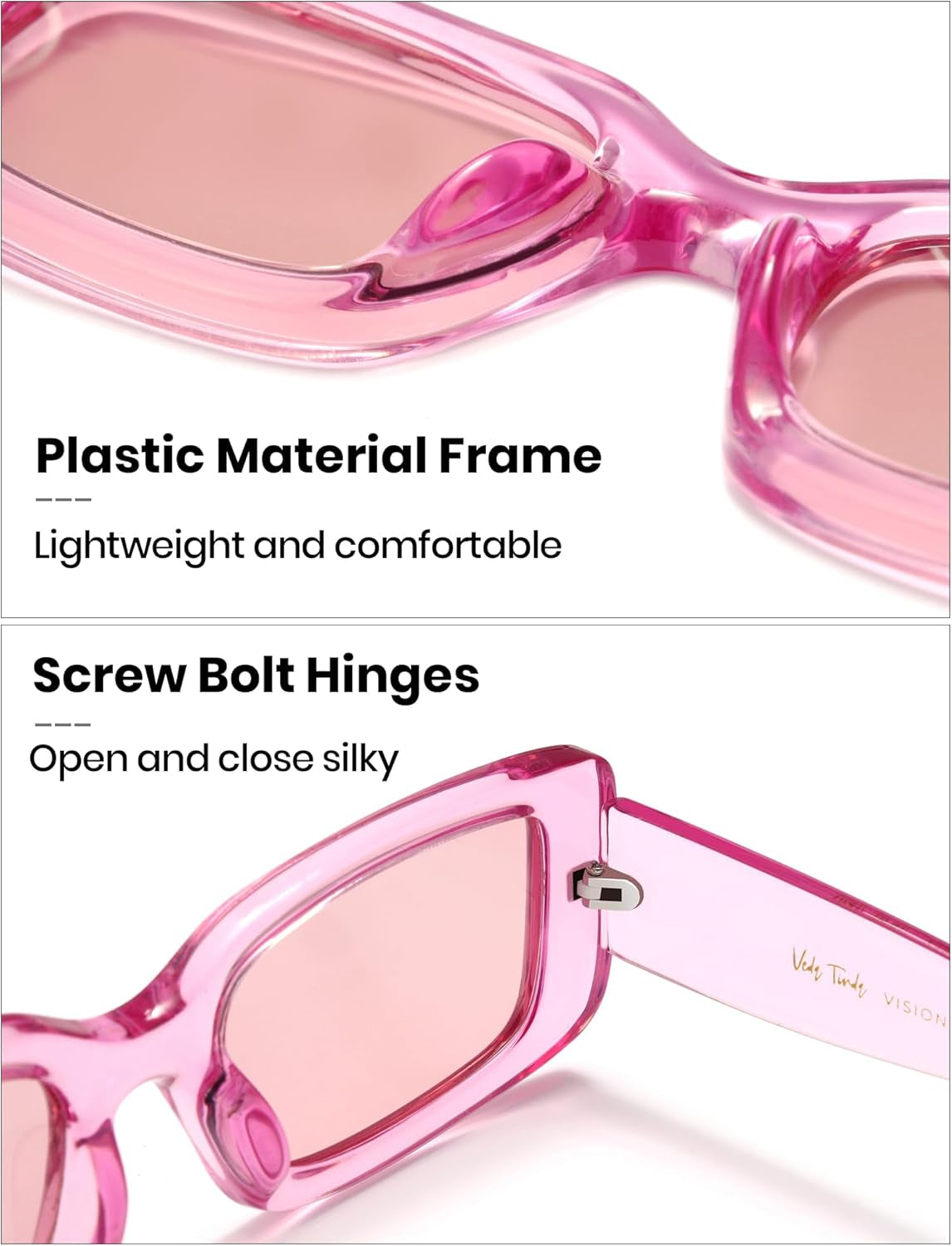 Rectangle Sunglasses Men Tinted Polarized Big Square Retro 90S Vintage Y2K Glasses for Women UV Protection