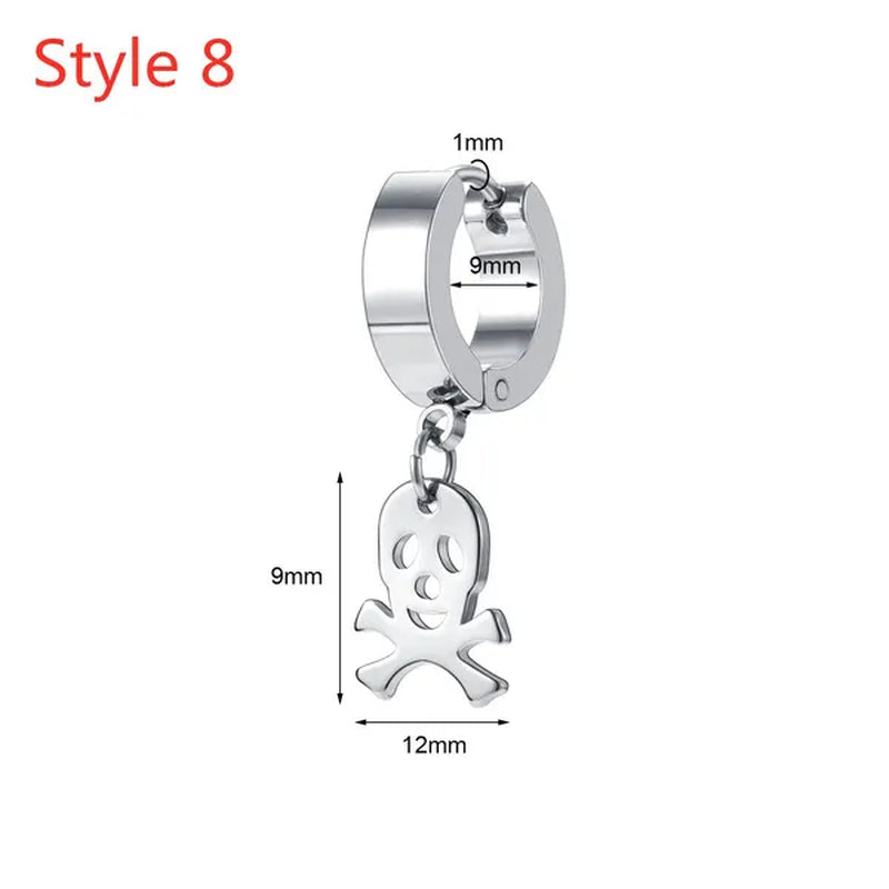 1 Pair Stainless Steel Huggie Hinged Hoop Earrings Hoop Dangle Earrings for Women Men Silver Black