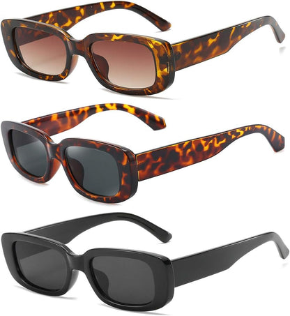 Rectangle Sunglasses for Women Men Trendy Retro Fashion Sunglasses UV 400 Protection Square Fram