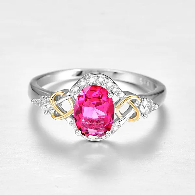 Fashion  Wedding Bride Oval Cut Rainbow Blue Topaz Sapphire Ruby Gemstone Jewelry Ring