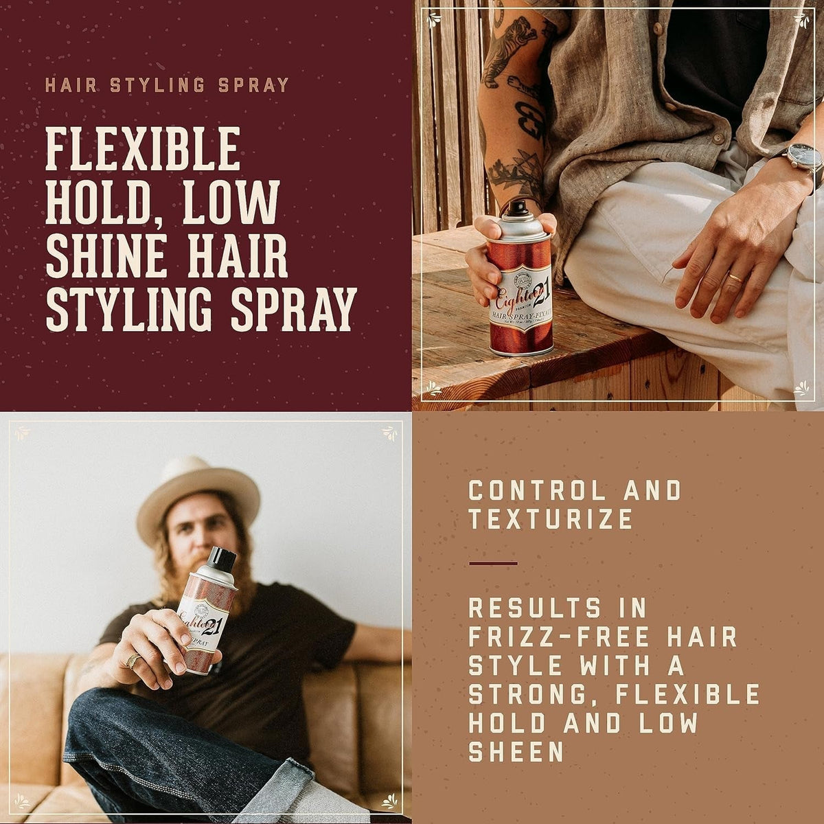 Premium Hair Spray for Men, All-Day Flexible Hold, 10 Oz. - Styling Hairspray with Matte Finish, Sweet Tobacco Scent - Professional, Non-Greasy Hairspray for All Hair Types