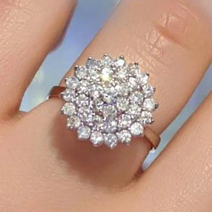 Trendy 925 Sterling Silver Lotus Seed Shape Diamond Flower Ring Princess Romantic Wedding Fine Jewelry Anniversary Gift