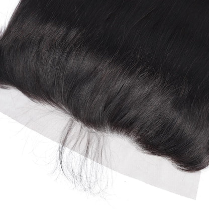 Straight HD Lace Frontal 13X4 Human Hair 18 Inch Free Part Hand Tied 150% Density Ear to Ear Pre Plucked with Baby Hair Natural Color