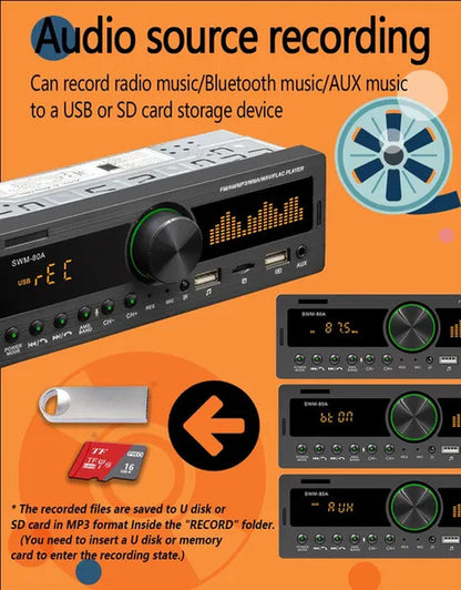 Hikity 1DIN In-Dash Car Radios Stereo Car MP3 Player Autoradio Bluetooth 12V Car Audio Music Support USB/SD/AUX-IN/AM/FM with Remote Control + Locate and Find the Car Function