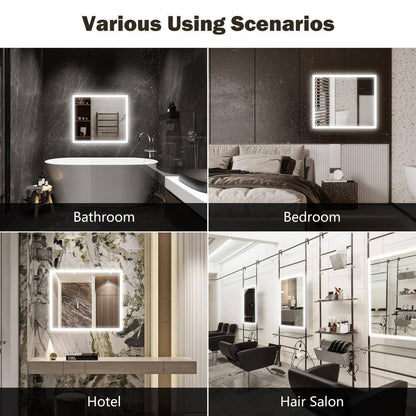 36 In. W X 30 In. H Rectangular Frameless LED Light with 3-Color and Anti-Fog Wall Mounted Bathroom Vanity Mirror