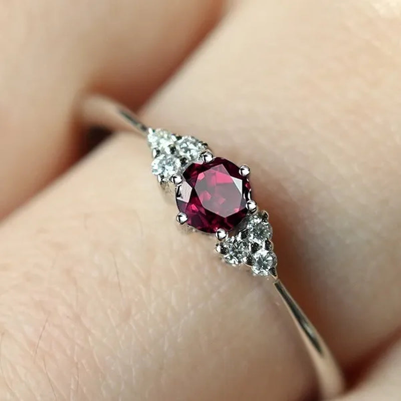 Red Ruby Jewelry Palace Natural Garnet Halo Engagement Ring  Sterling Sliver Jewelry For Women