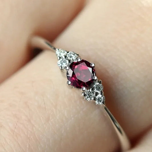 Red Ruby Jewelry Palace Natural Garnet Halo Engagement Ring  Sterling Sliver Jewelry For Women
