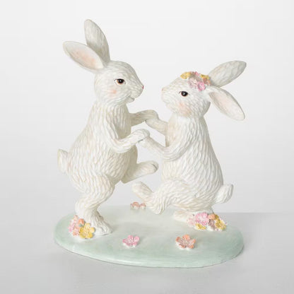9.75 In. White Dancing Tabletop Bunny Statue