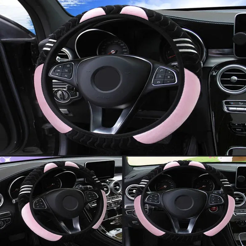 Cute Cartoon Ears Cat Steering Wheel Universal Car Shape Steering Wheel Grip Cover Car Decoration