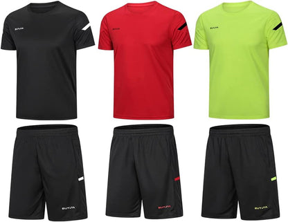 Men'S Workout Clothes Athletic Shorts Shirt Set 3 Pack Basketball Football Training Running Gym Christmas Gifts