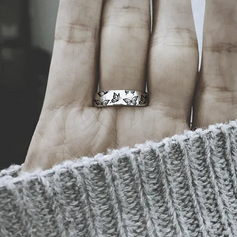 Women'S Butterfly Ring, No Diamonds Butterfly Ring, 925 Sterling Silver Engagement Ring, Wedding Rings, Fashion Jewelry, Size 5 6 7 8 9 10
