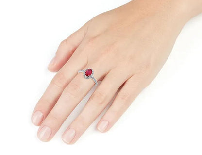 Ruby Ring with Diamonds 9/10 Carat (ctw) in 10K White Gold