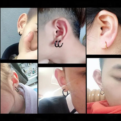 1 Pair Women/Men Stainless Steel Gold Silver Color Small Hoops Earring Piercing Ear Cartilage Tragus Simple Thin Circle Anti-allergic Ear Buckle Earring