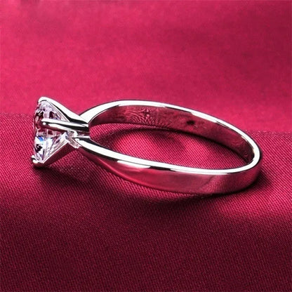 Simple Silver Color Ring Love White Zirconia Women Ring Wedding Anniversary Christmas Gift Beach Party Jewelry