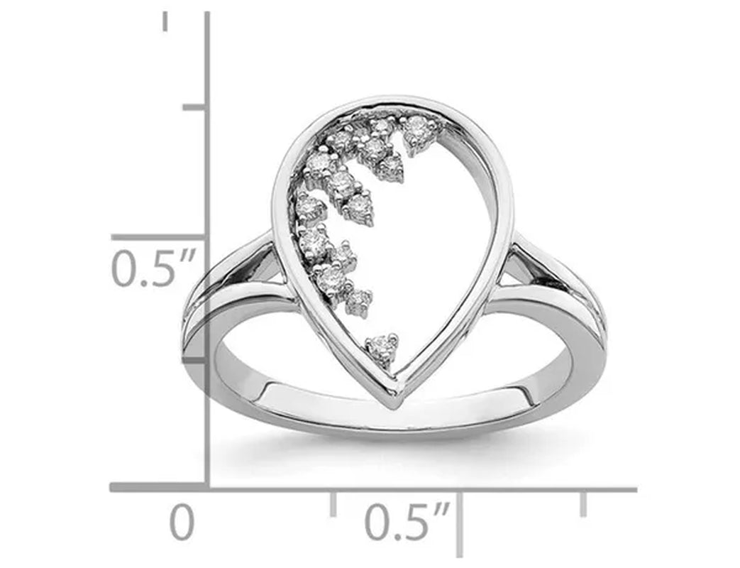 1/8 Carat (ctw) TearDrop Diamond Ring in 14K White Gold (SIZE 7)