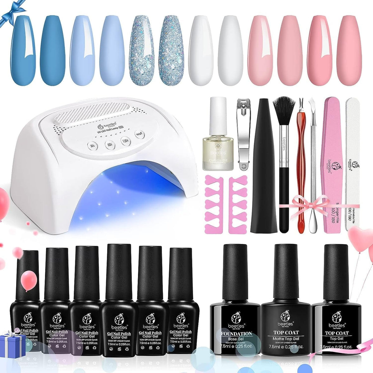 Beetles Purple Burgundy Red Gel Nail Polish Kit with Uv Light 48W LED Nail Lamp Dryer Spring Colors Neutral Gel Polish Starter Kit Peach Pink Manicure Set Soak off Gel Polish Skin Tone Gifts for Women