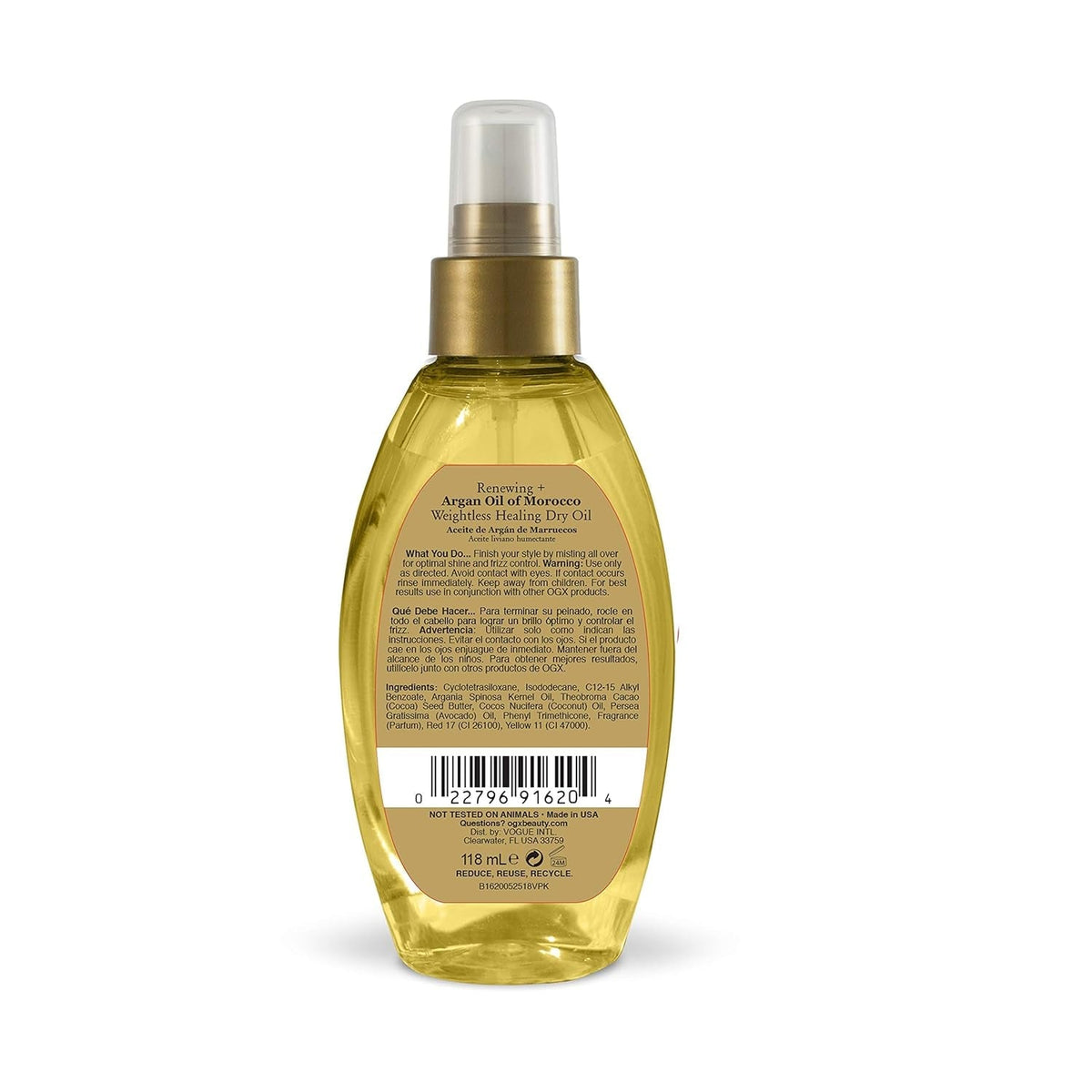 Renewing + Argan Oil of Morocco Weightless Healing Dry Oil Spray, Lightweight Hair Oil Mist for Split Ends, Frizzy Hair and Flyaways, Paraben & Sulfated-Surfactants Free, 4 Fl Oz