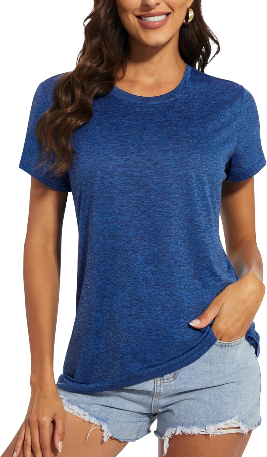 Women'S Short Sleeve Quick Dry T-Shirts Wicking Moisture Workout Athletic Running Shirts