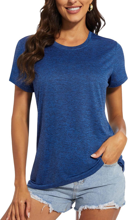 Women'S Short Sleeve Quick Dry T-Shirts Wicking Moisture Workout Athletic Running Shirts