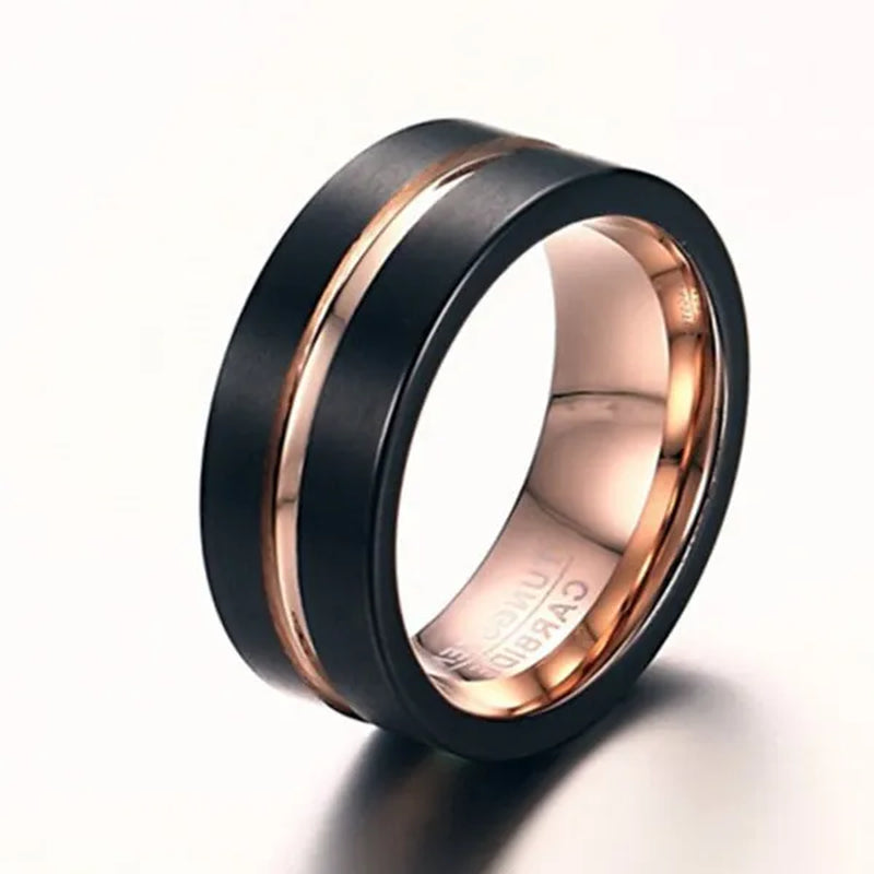 Mens Jewelry Black Rose Gold Elegant Brushed Tungsten Carbide Steel Classics Ring Wedding & Engagement Rings Band From Milkle Gift