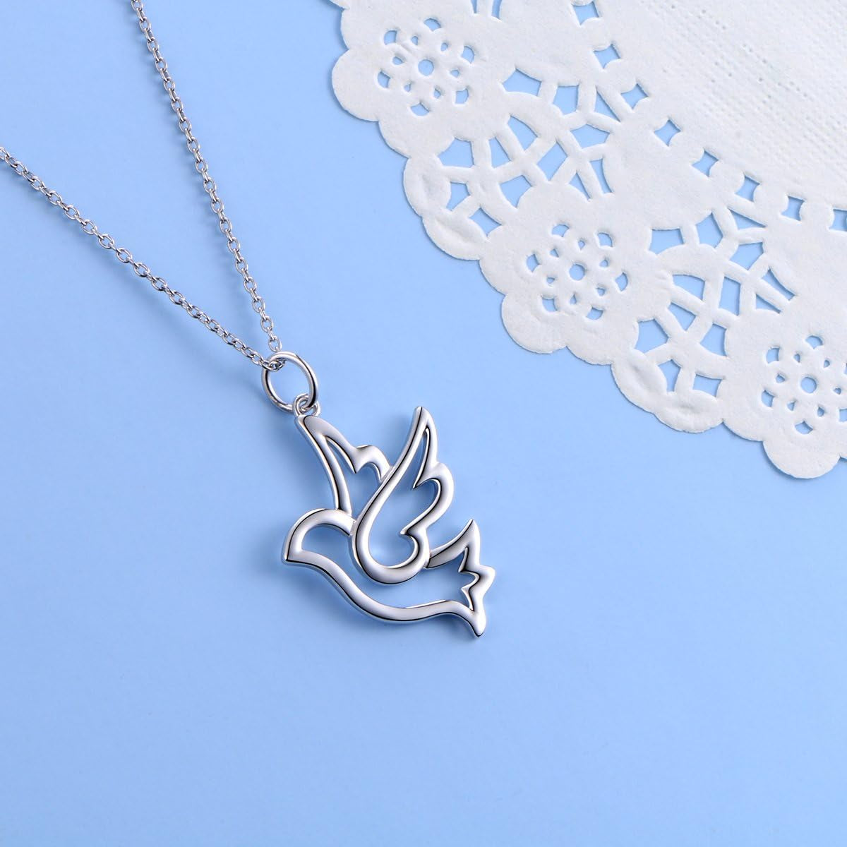 S925 Sterling Silver Jewelry Animal in Heart Pendant Necklace 18 Inches