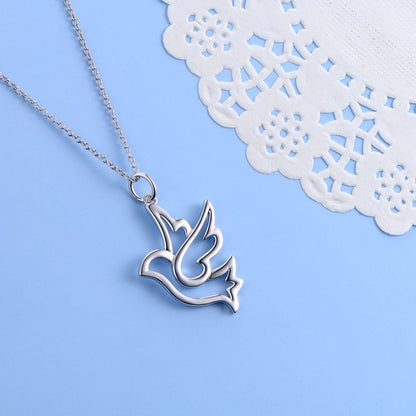 S925 Sterling Silver Jewelry Animal in Heart Pendant Necklace 18 Inches