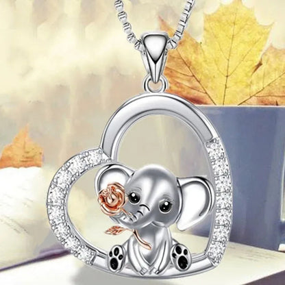 Exquisite Fashion Love Necklace European and American Women Elephant Pendant Necklace New Animal Jewelry Accessories Gift Diamond Necklace Women's Valentine's Day Thanksgiving Anniversary Gift