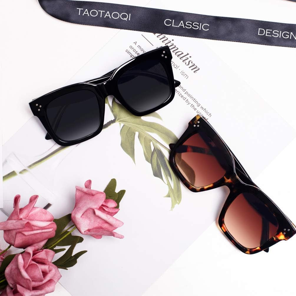 Vintage Women Oversized Sunglasses Designer Luxury Square Sun Glasses UV400 Protection Flat Lens