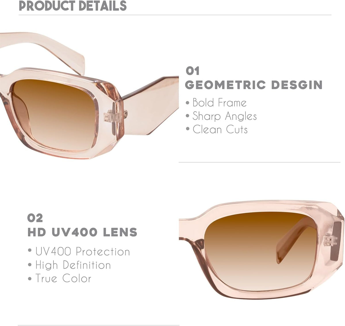 Trendy Rectangle Sunglasses for Women Men-Goulding
