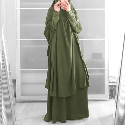 Kaftans Women Full Length Long Sleeve Dubai Muslim Modest Islamic Clothes Casual Maxi Dress Evening Gown+Hijab