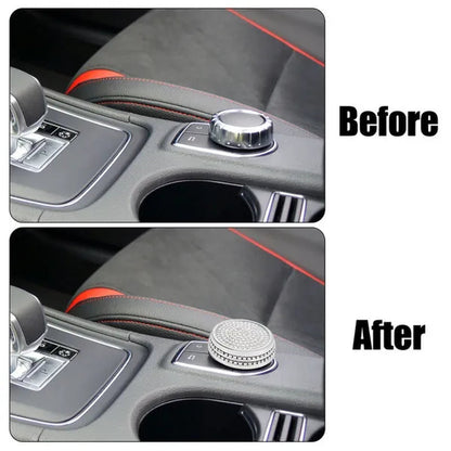 Car Bling Rhinestone Multimedia Volume Audio Knob Trim Interior Accessories for Mercedes Benz GLA X156 CLA C117 a Class W176 Silver Tone
