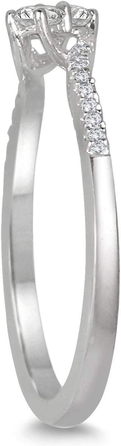 AGS Certified 1/4 Carat TW Two Stone Diamond Ring in 10K White Gold