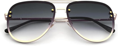 Premium Rimless Oversized Aviator Sunglasses for Women, Polarized PC Lens UV Protection Women’s Shade VF2203