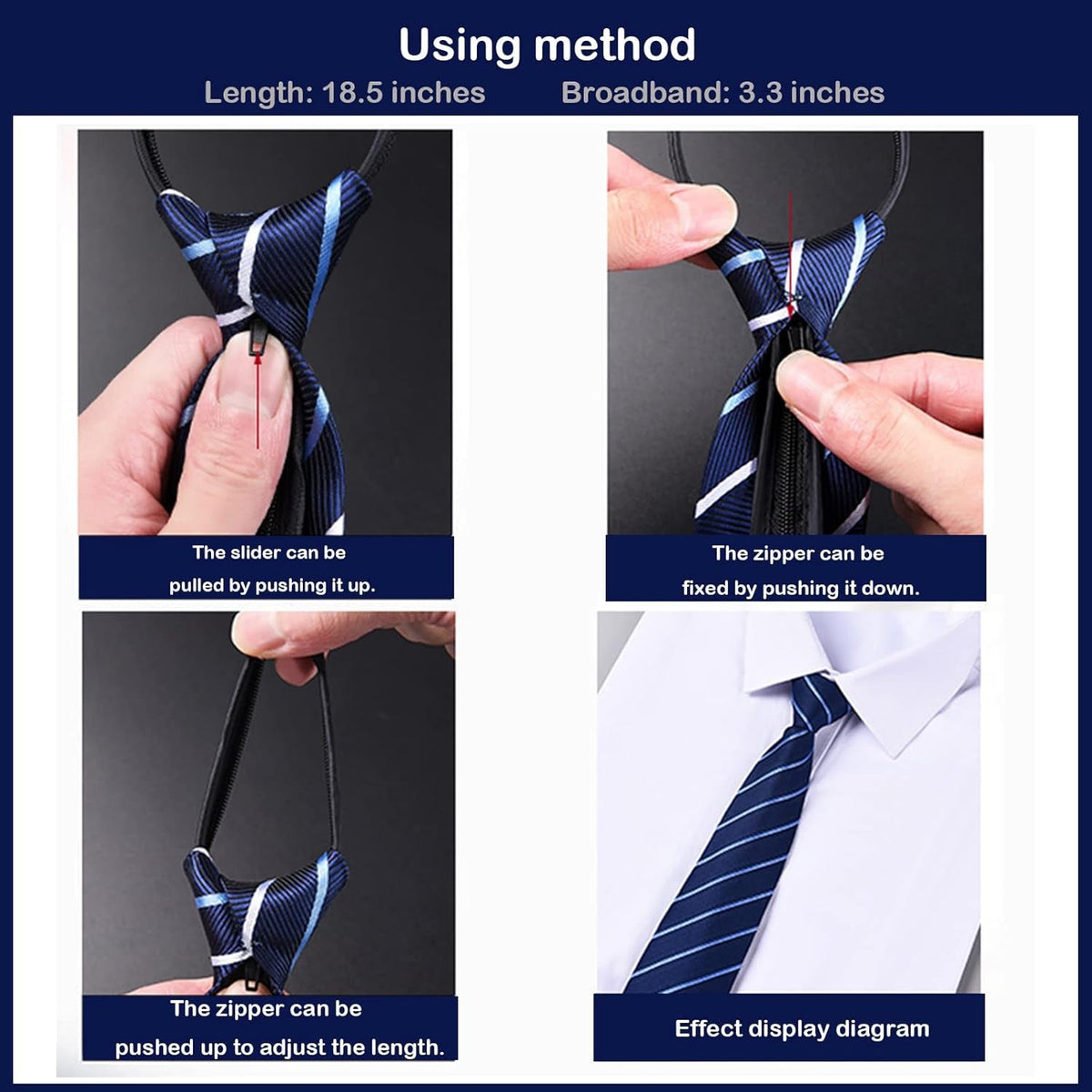 Mens Ties, Mens Zipper Ties Neckties for Men, Silky Zip up Ties, Men'S Pretied Ties Set