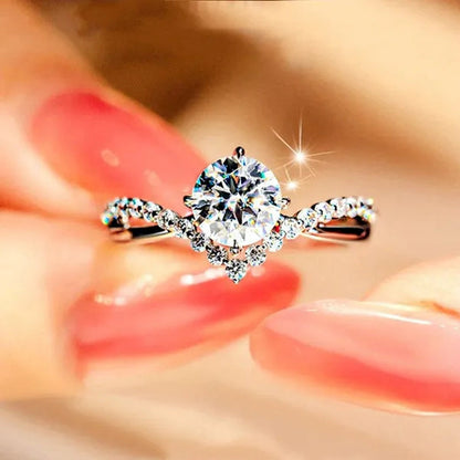 Luxury Bride Jewelry Trendy 925 Sterling Silver Criss Cross Ring White Sapphire Eternity Diamond Engagement Rings for Women Wedding Accessories Anniversary Party Gift