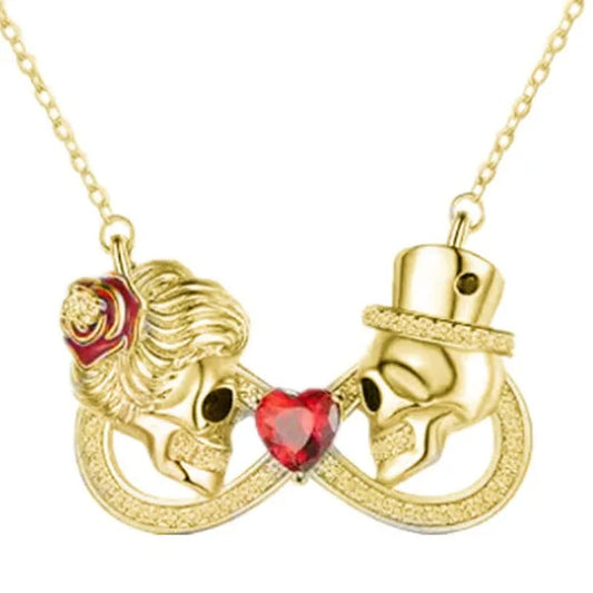 Exquisite and Creative Women's Infinite Necklace Diamond Necklace Skull Necklace Couple Necklace Ruby Pendant Skull Jewelry Accessories Fashion Women's Valentine's Day Anniversary Gift