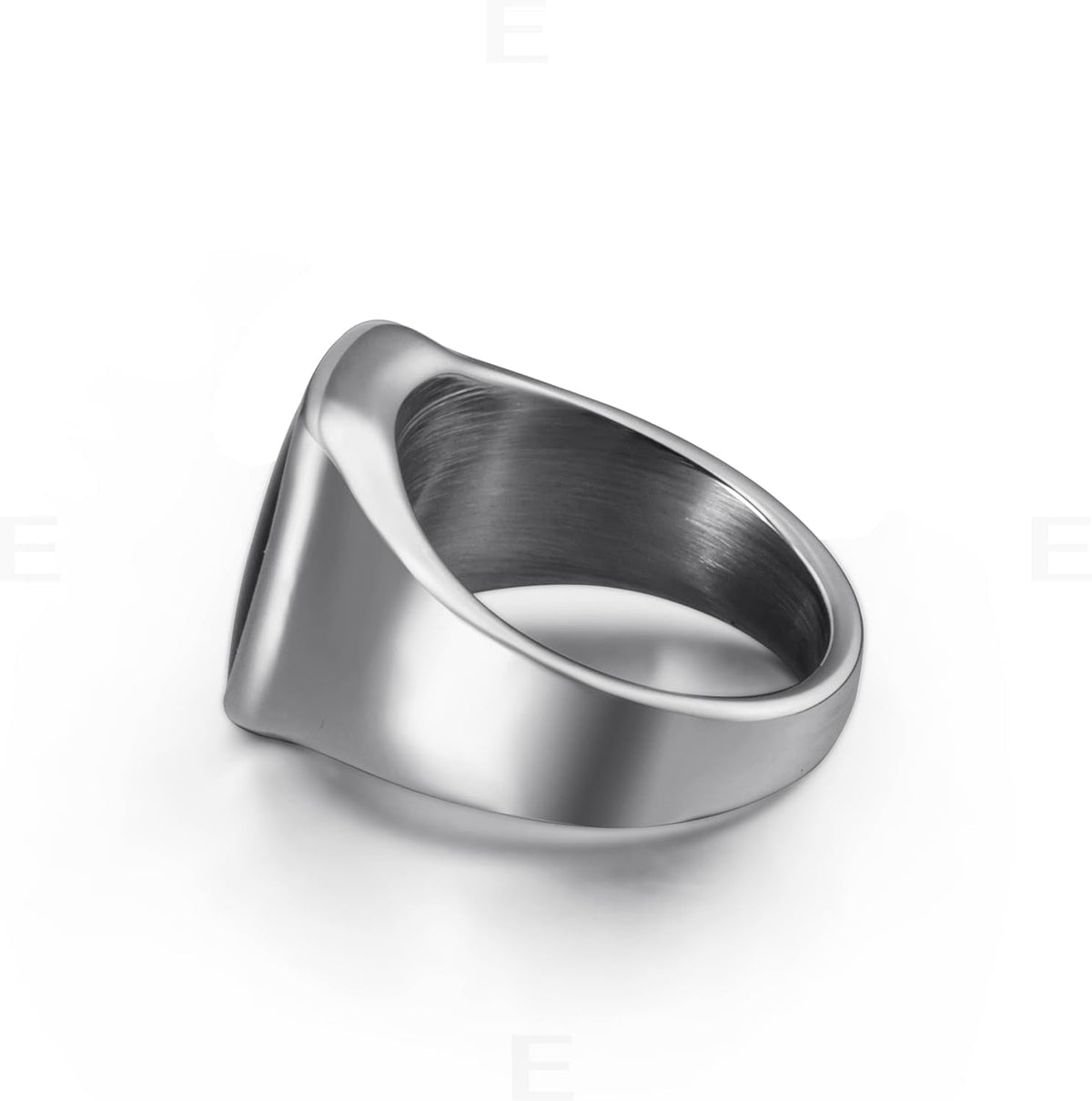 Signet Ring Solid Polished Stainless Steel Rings for Men Women Pinky Thumb Ring,Ideal Gift for Dad & Boyfriend,Silver Black