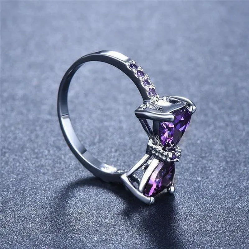 New Cute Women Ring 925 Sterling Silver Bowknot Topaz Rings Girl Daily Casual Party Gemstone Rings Jewelry Gift
