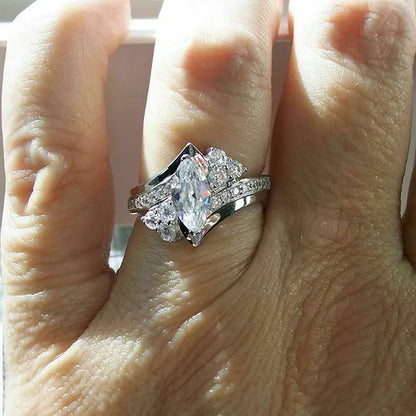 925 Sterling Silver Diamond Ring Fashion Women Marquise Ring Bridal Wedding Fine Jewelry Daily Casual Accessories