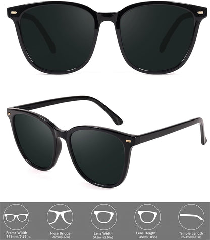 2 Packs Sunglasses for Women Polarized UV400 Protection Lens Big Frame Fashion Glasses Trendy Stylish Shade