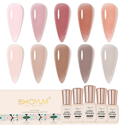 Gel Nail Polish Set-10 Colors Fall Yellow Orange Gold Glitter Pumpkin Dark Series Nail Gel Polish Starter Kit Soak Off Salon DIY Manicure Nail Art Gifts for Girls Women 7ml