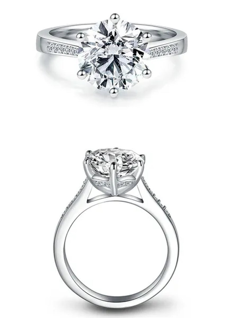 Sterling Silver Big 4 Carat Sona Diamond Wedding Engagement Ring