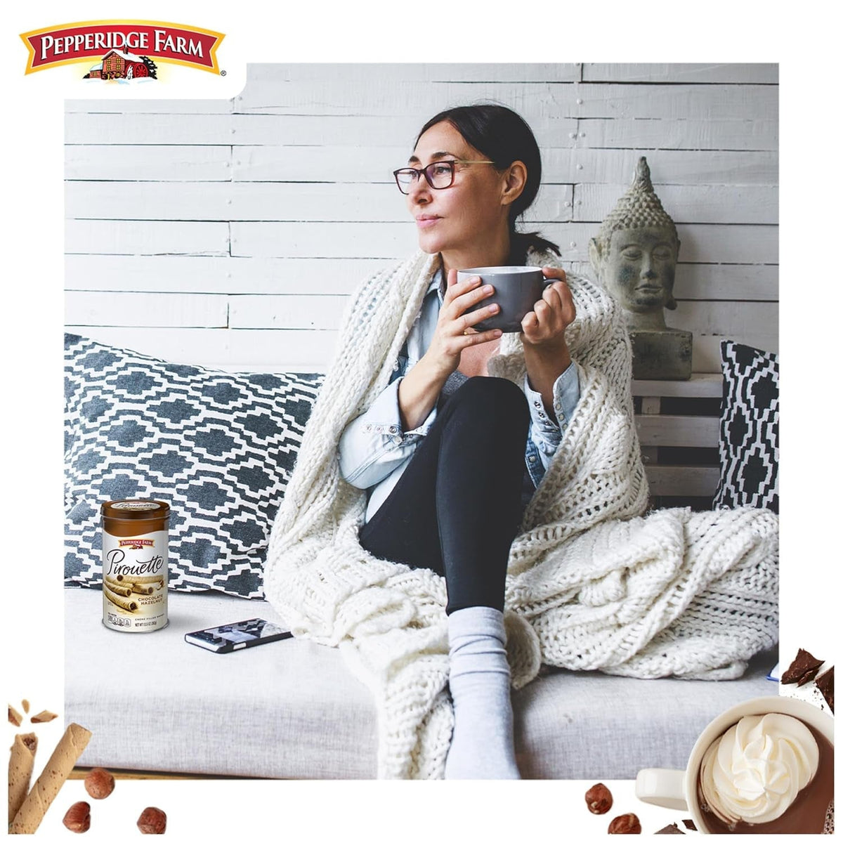 Pirouette Cookies, Chocolate Hazelnut Créme Filled Wafers, 13.5 Oz Tin