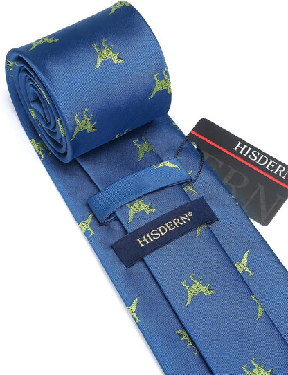 Ties for Men Classic Animal Tie and Pocket Square Set Jacquard Woven Silk Neckties Handkerchief Wedding Party