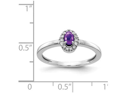 1/3 Carat (ctw) Cabochon Amethyst Ring in 14K White Gold