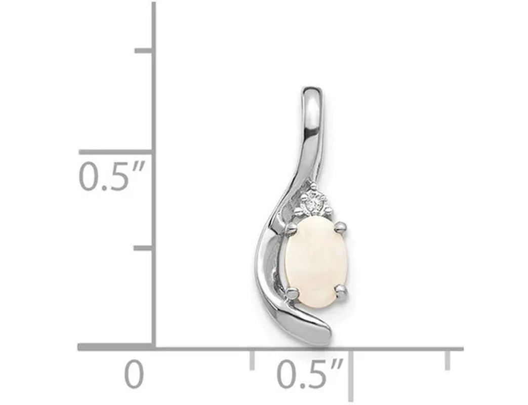 Natural Opal Pendant Necklace 1/3 Carat (ctw) in 14K White Gold with Chain